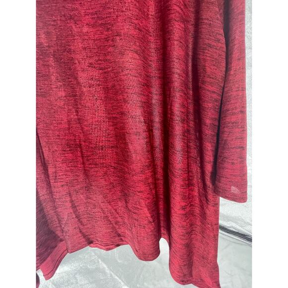 Women's Red Black Knit Embellished Scoop Neck Lightweight Sweater - Picture 3 of 7